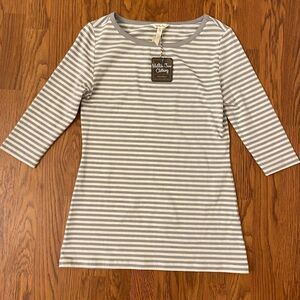 NEW Matilda Jane Joanna Gaines Measure in Love Grey Striped Tee Small